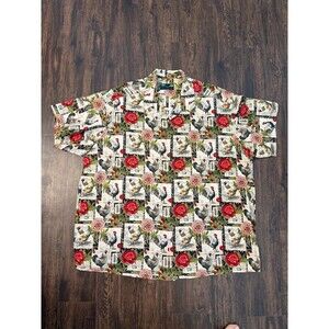 Moon Dog Shirt Co Men’s Shirt sz 3XL Handmade Rouster Rose Print Short Sleeve